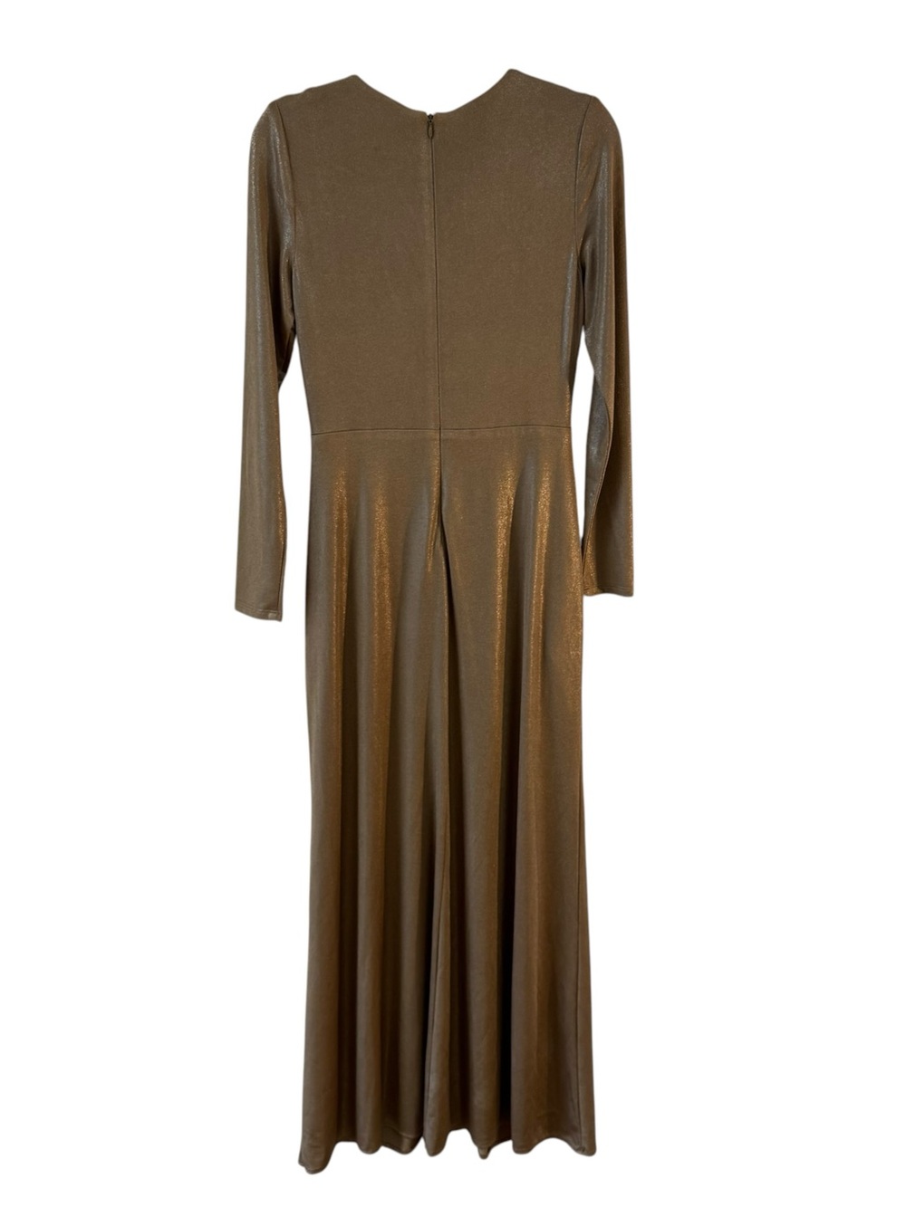 Lauren Ralph Lauren Nadira Metallic Gold Twist Front Gown Dress Size 6 - Picture 4 of 11